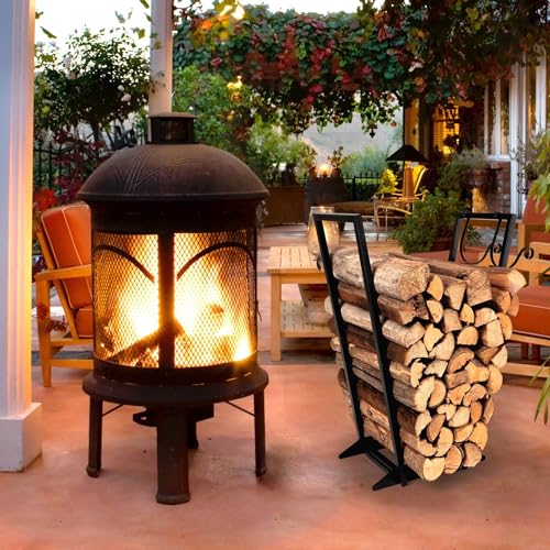 AJART Firewood Log Rack Indoor: 22 Inch Heavy Duty Outdoor Firewood Holder for Indoor Fireplace Wood Log Stand Storage