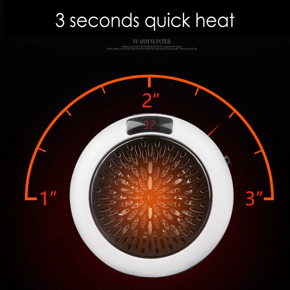 JLLOM  900W White Digital Thermostat Plug in Electric Heater Fan Remote Timer Warm up any room safely and effectively