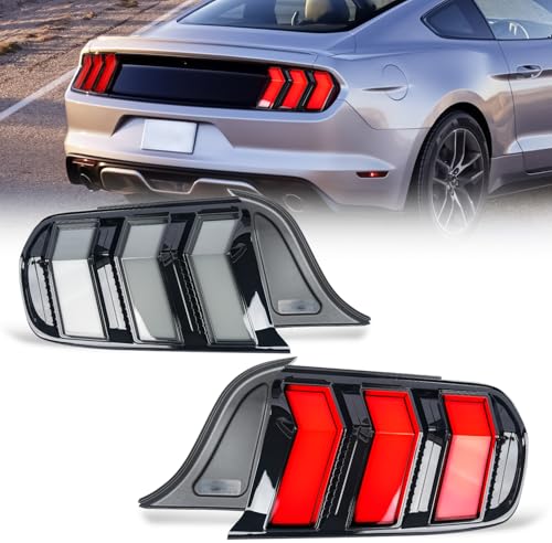 Archaic Colorful Tail Lights Assembly Compatible with 2015-2023 Ford Mustang Shelby GT350 GT500,Tail Lamp with Start Up Animation & Sequential Turn Signal