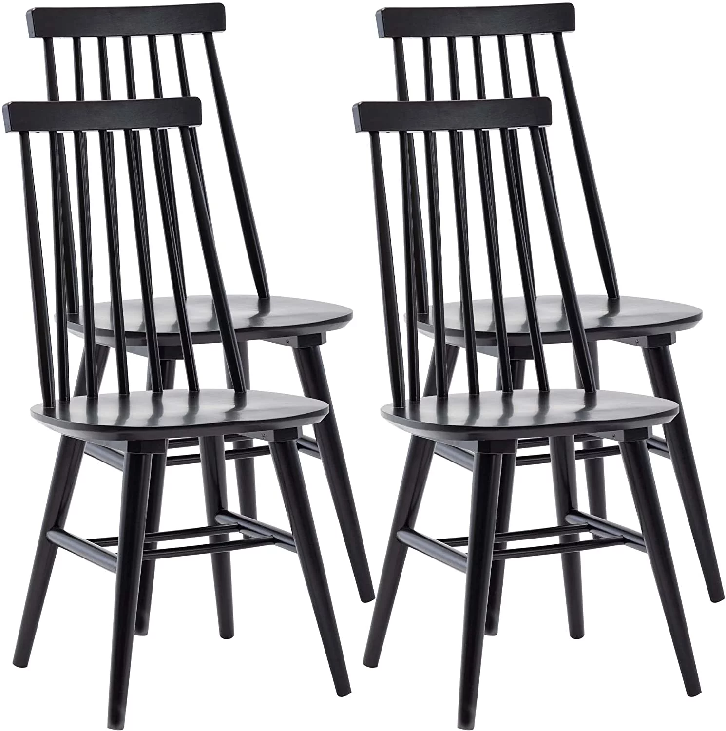 Duhome Dining Chairs Set of 4, Wood Dining Room Chairs Slat Spindle Back Kitchen Chairs Windsor Chairs Farmhouse Chairs, Black