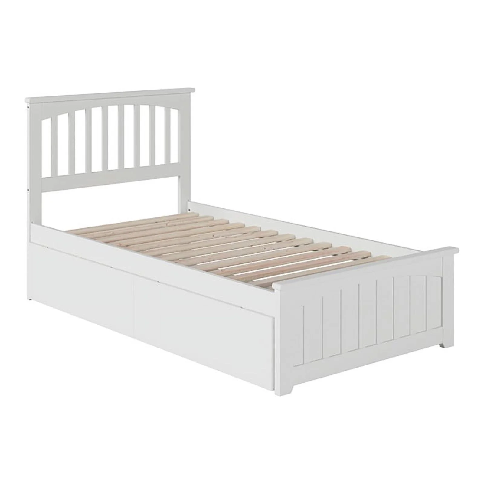 Leo & Lacey Urban Farmhouse Hardwood Storage Platform Bed, Twin-XL, White