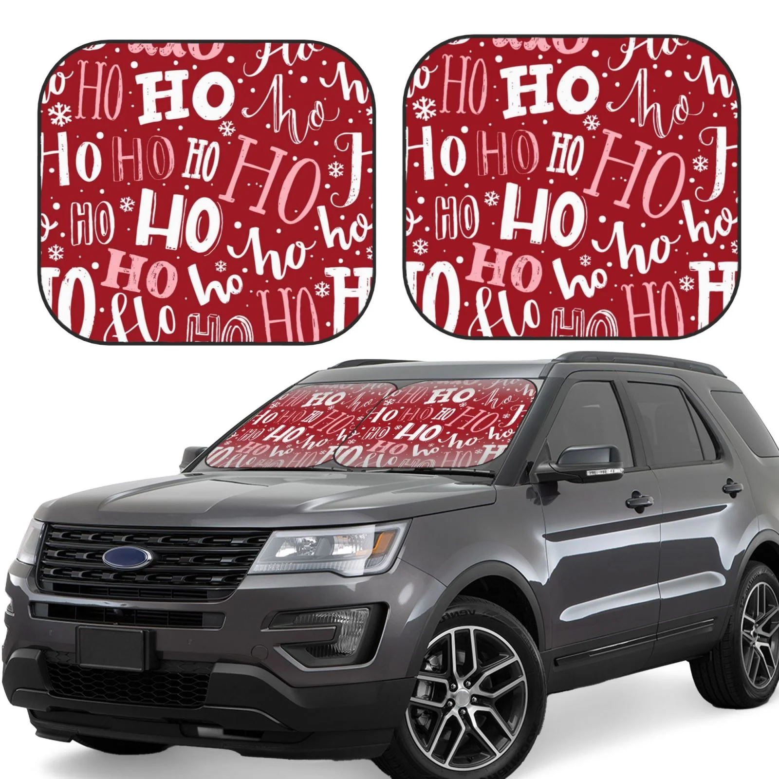 Daiia Ho Pattern Funny Christmas Windshield Sun Shade 2 Pack Foldable Car Front Window Sunshade For Most Sedans Suv Truck Auto Sun Blocker Visor Protector Blocks Max Uv Rays