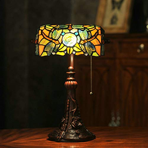 Tiffany Lamp Stained Glass Table Lamp for Living Room Side Dragonfly Piano Lamp Small 15.5