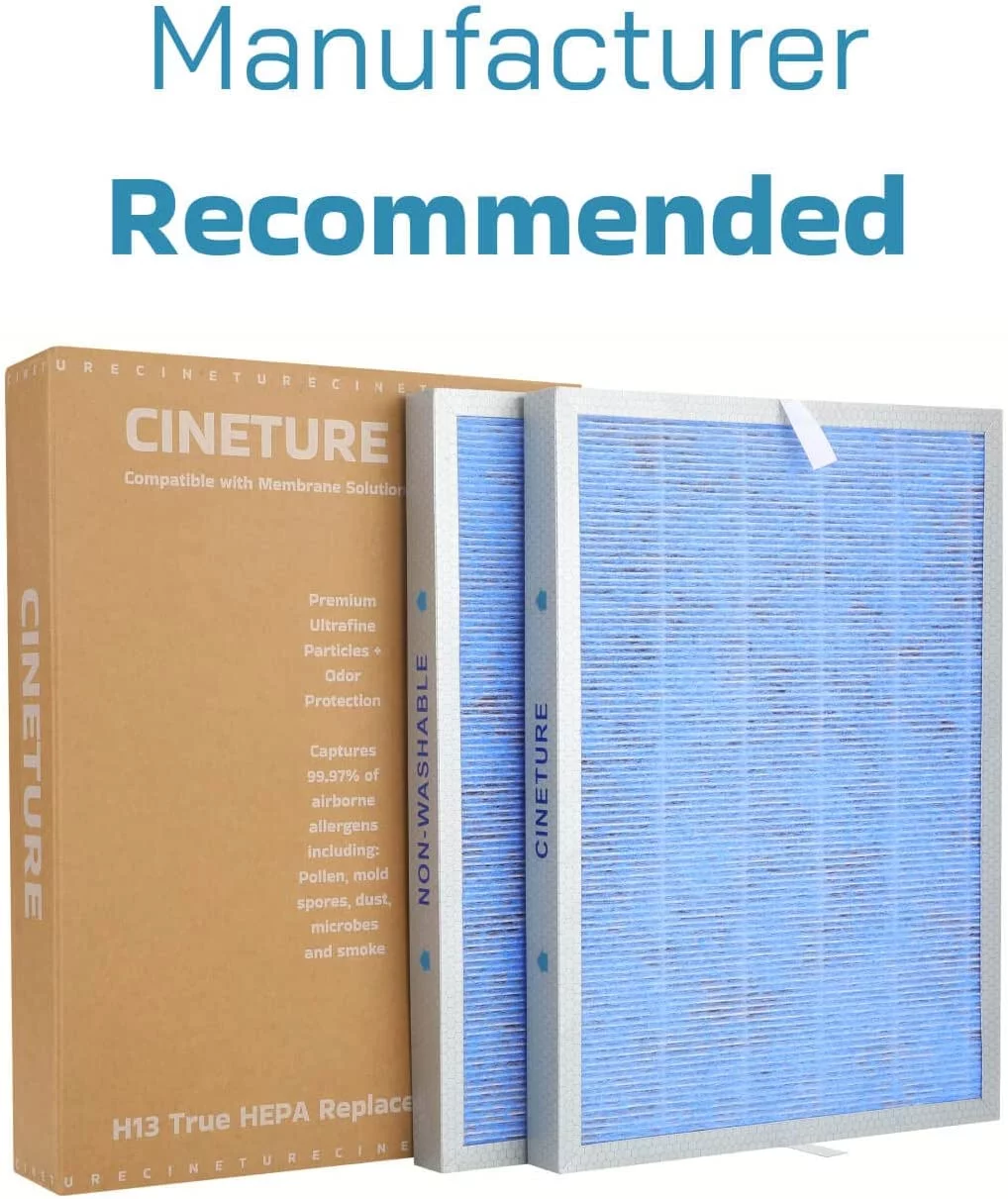 CINETURE MSA3 True HEPA Filter Replacement Compatible with Membrane Solutions MSA3 and MSA3S Smart Air Purifier 3-in-1 (2 Pack)