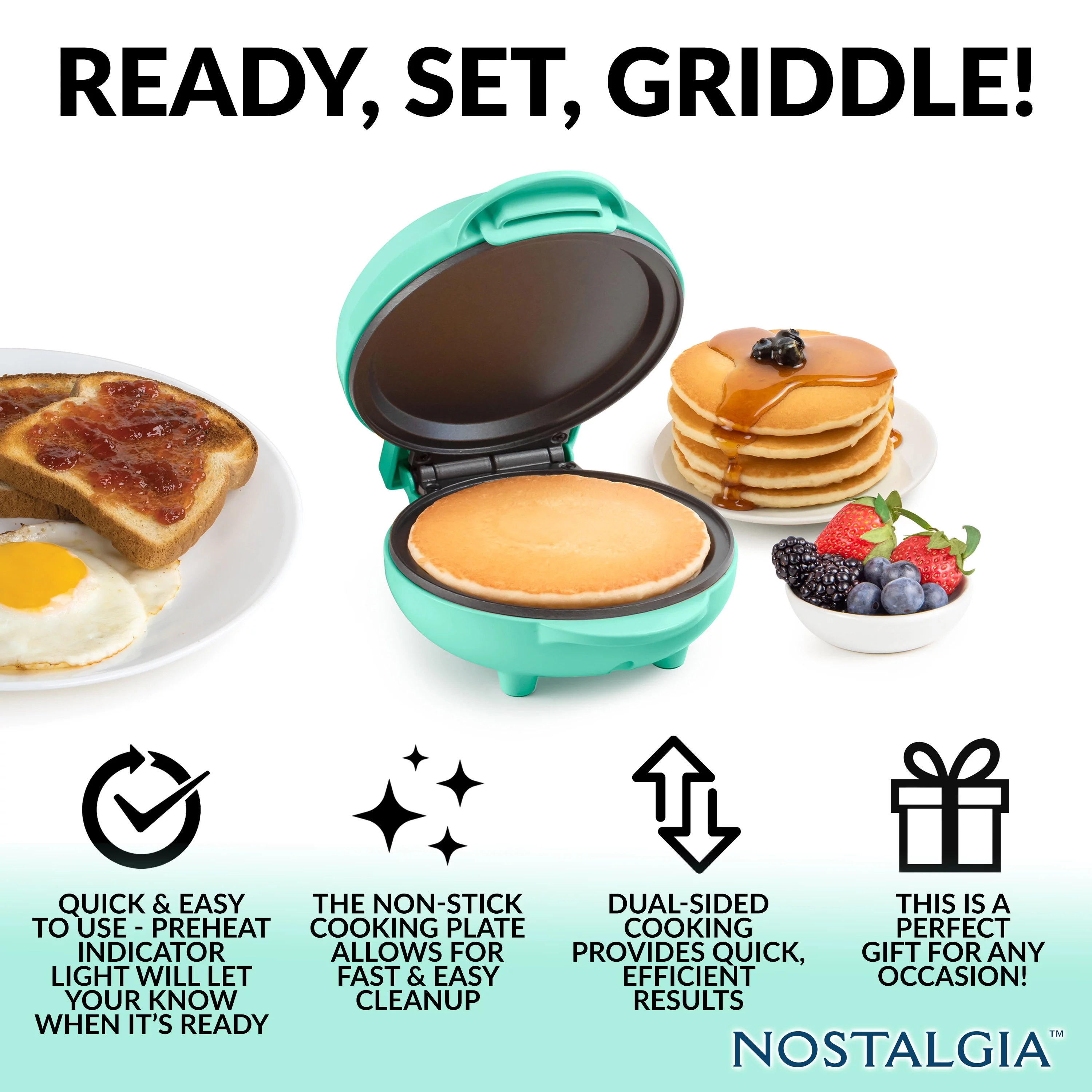 Nostalgia MyMini Personal Electric Griddle, Teal