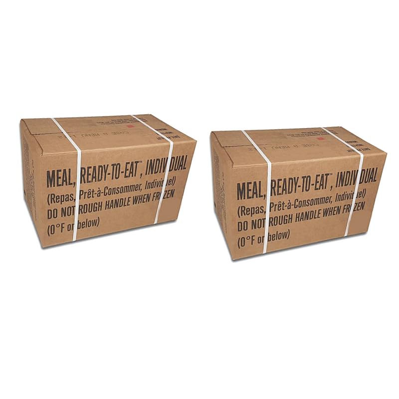 MRE Meals Ready to Eat A and B bundle cases 2025, 2026 inspection. Genuine Military US surplus emergency food bulk supply full box with heater