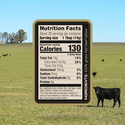 Lineage Provisions - 100% Grass-Fed & Finished Beef Tallow – 3-Pack Glass Jars – US-Raised Cattle – Nose-to-Tail Rendered – Cooking Oil Alternative, Keto & Paleo Friendly