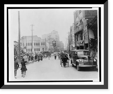 Historic Framed Print, [Chung Chen Road, a busy street in the Chongqing banking district], 17-7/8