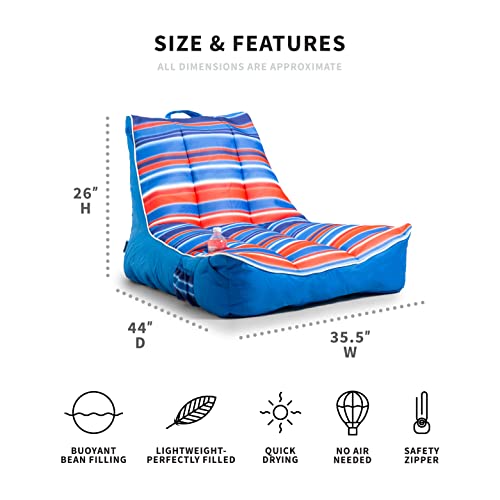 Big Joe Captain's Float No Inflation Needed Pool Lounger, Double Sided Mesh, Quick Draining Fabric