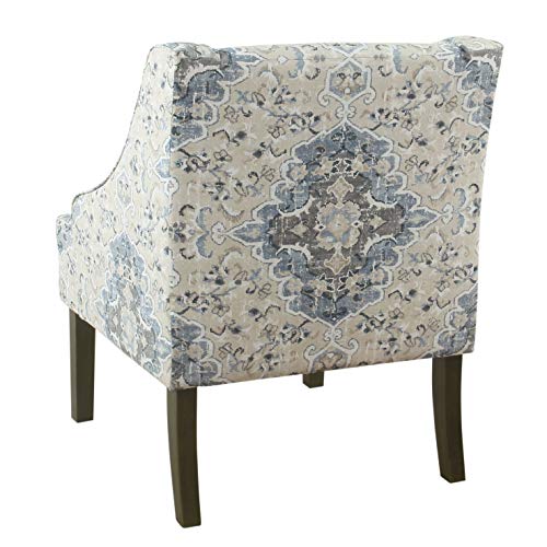 HomePop Velvet Swoop Arm Accent Chair, Suri Blue
