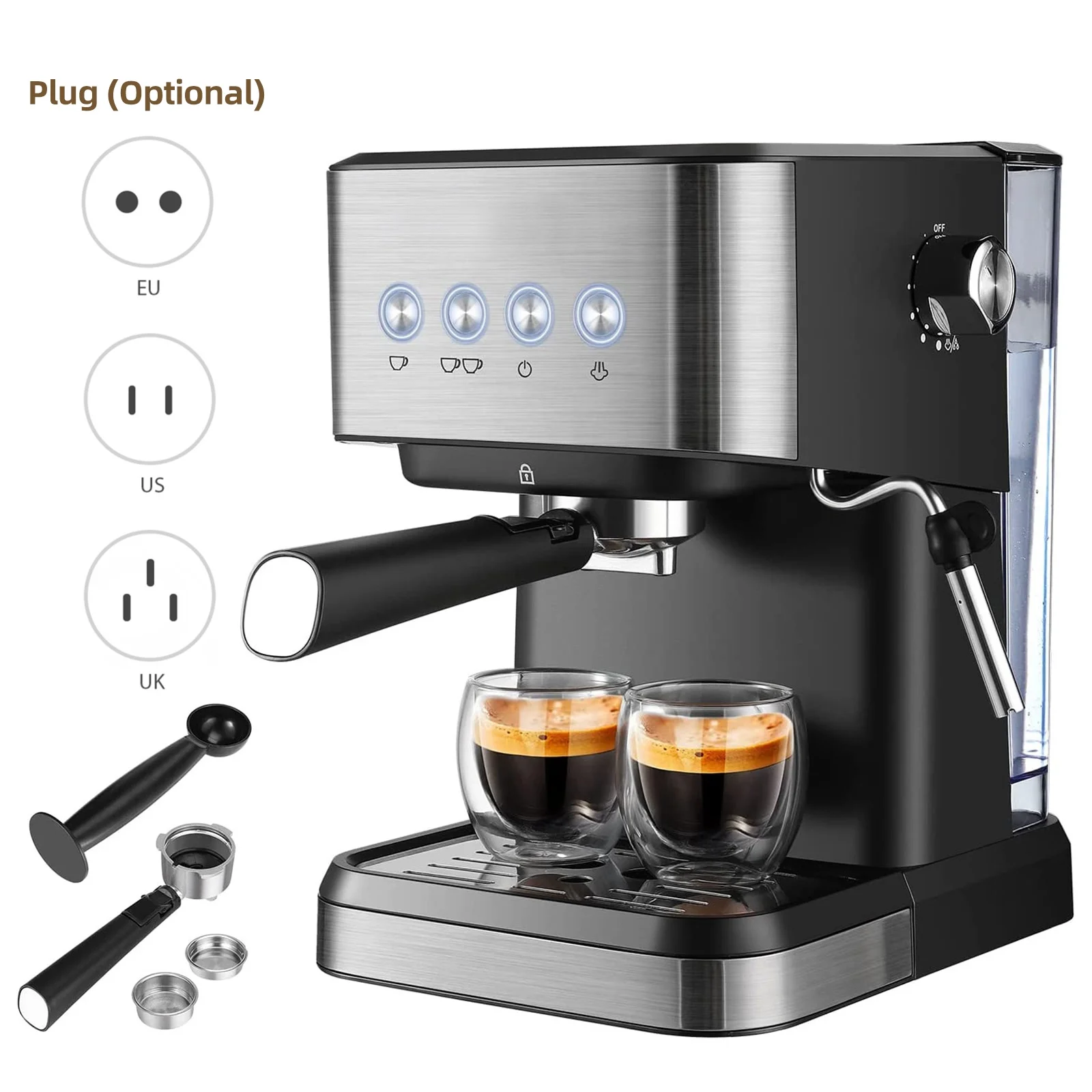 OWSOO Coffee Maker,All-In-One Coffee Frother 15 Bar Espresso Coffee Maker maker coffee Wand / 1.5L Frother Wand 1.5L Water espresso espresso 1050W All-In-One Coffee coffee espresso Frother Wand