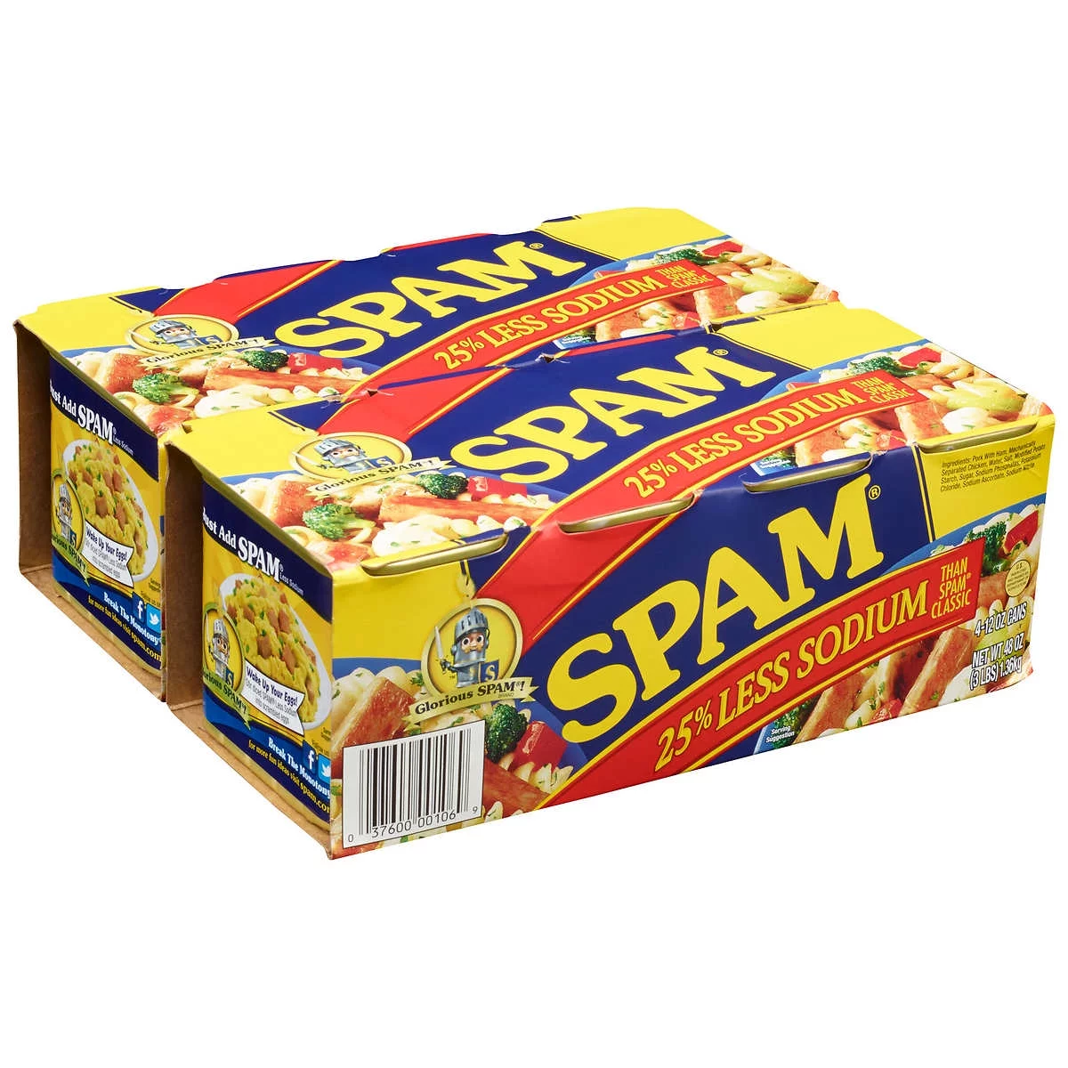 Hormel Spam 25% Less Sodium, 12 oz, 8-count