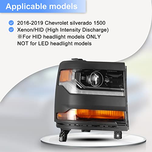 ROXX Headlight Assembly Fits for 2016-2018 Chevy Silverado 1500 Projector Chrome Headlights with LED Sequential Turn Signal, 16-18 Chevy Silverado 1500 Headlights Assembly Replacement 1 Pair