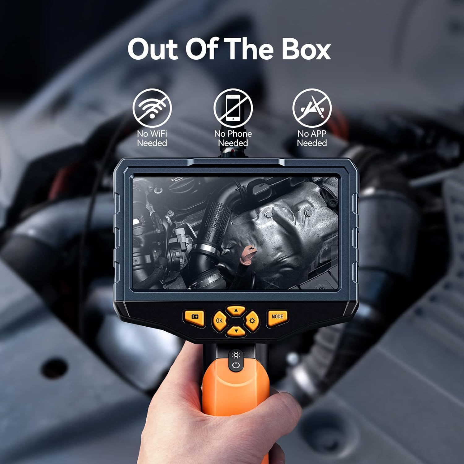 Teslong Inspection Camera with Monitor, Handheld Industrial Endoscope with 5inch IPS Display, 16.5ft Waterproof Gooseneck Borescope with 8 LED Lights, 32G Memory Card, Tool Case