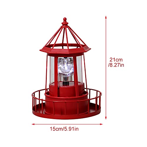CALIDAKA LED Solar Powered Lighthouse 360 Degree Rotating Lighthouse Landscape IP65 Waterproof Durable Rotatable Outdoor Solar Light Lamp Hanging for Home Garden Yard Decor