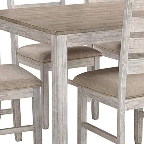 Ashley Furniture Skempton 7 Piece Dining Set in White and Light Brown