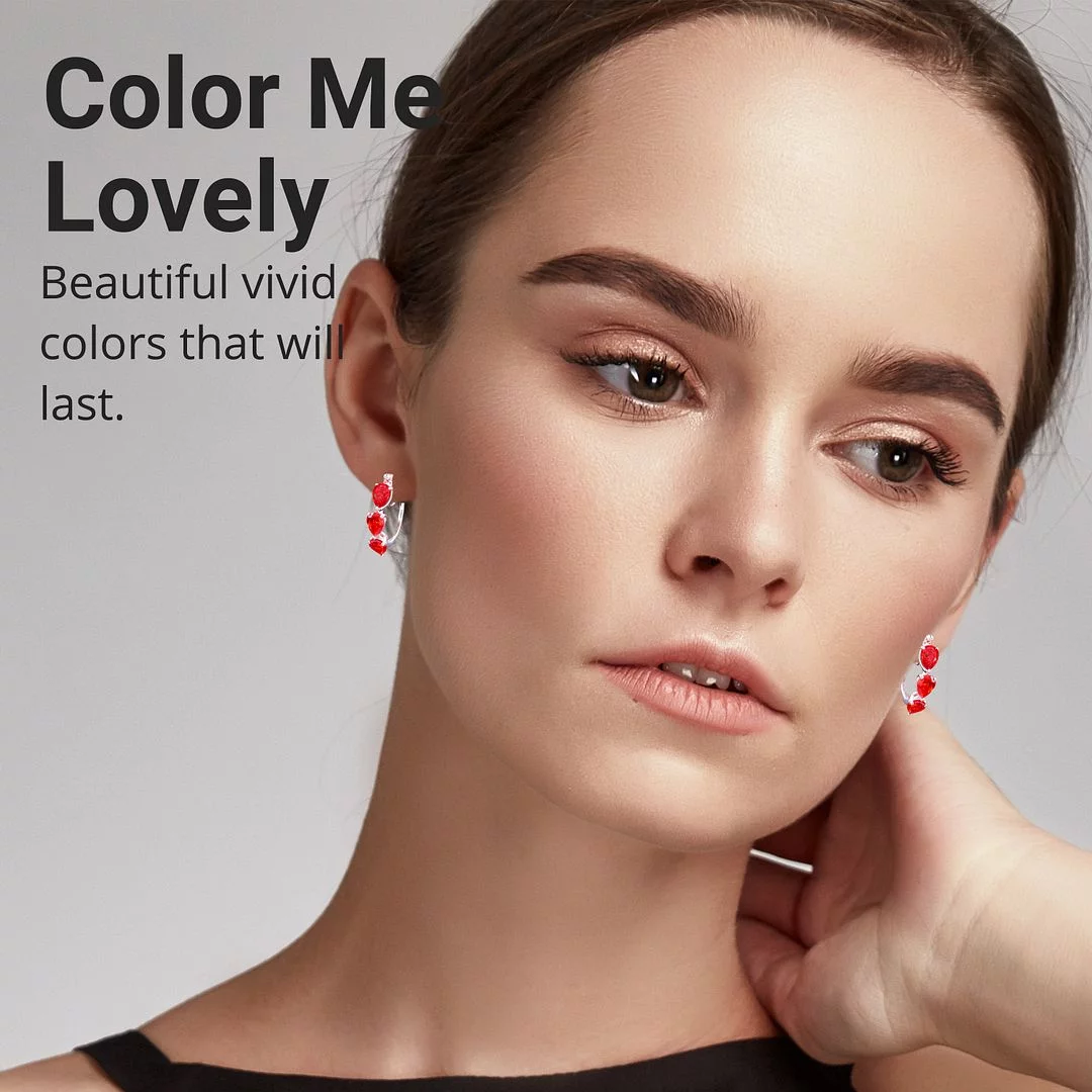 Shop LC Women Earrings Orange Huggie Hoop Silver Cubic Zirconia CZ Birthday Gifts