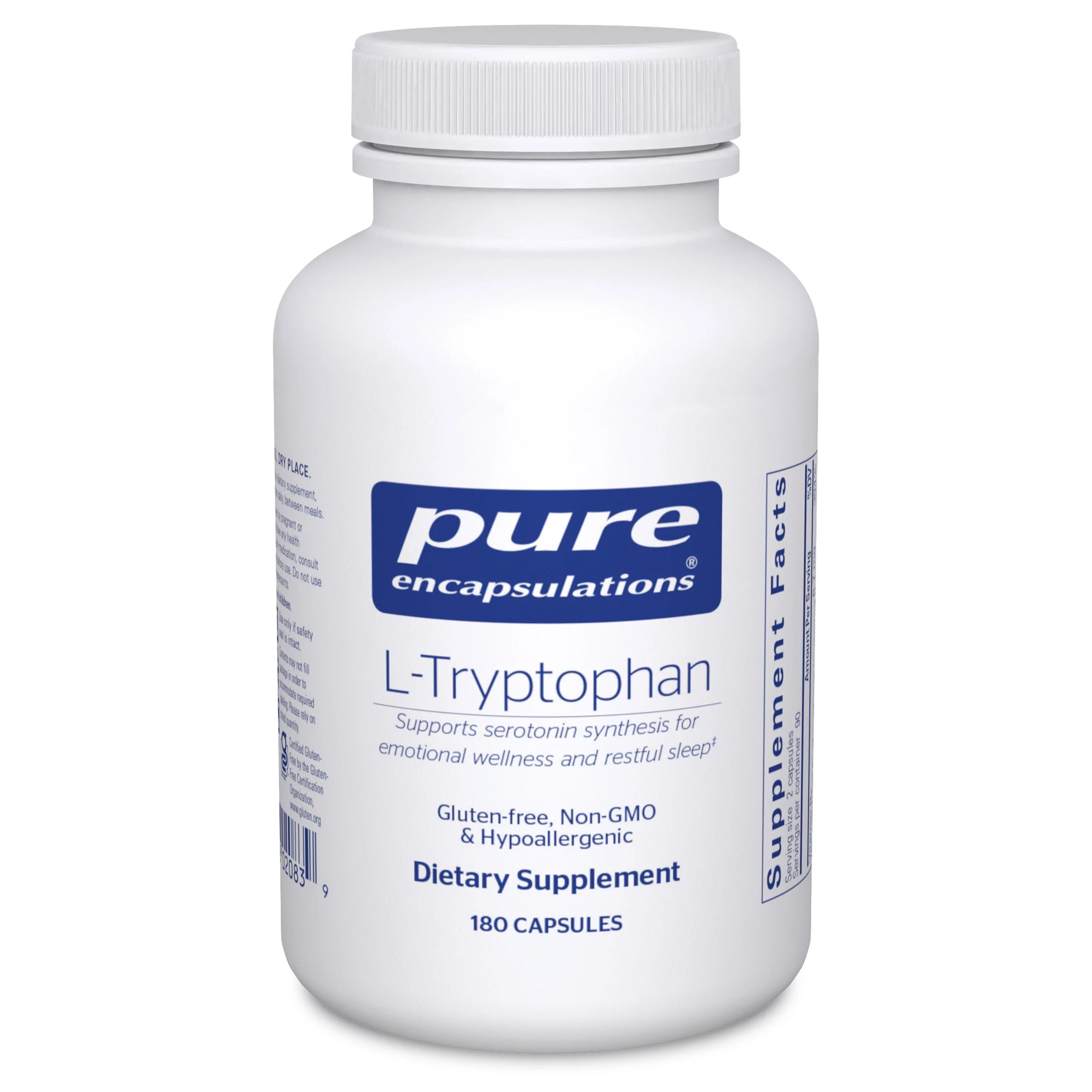 Pure Encapsulations L-Tryptophan | Amino Acid Supplement for Relaxation, Serotonin Support, PMS, Sleep, and Wellness* | 180 Capsules