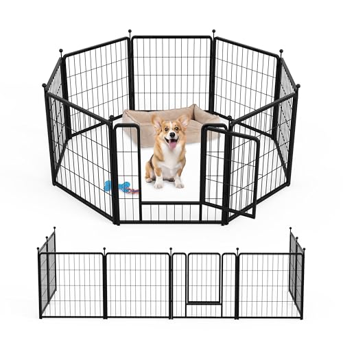 Dog Playpen 32 Inch 8 Panels, Ideal Dog Fence for Small/Medium Dogs Indoor & Outdoor Bliss, Perfect Dog Pen for Camping, Yard, RV, Garden Fence, Black