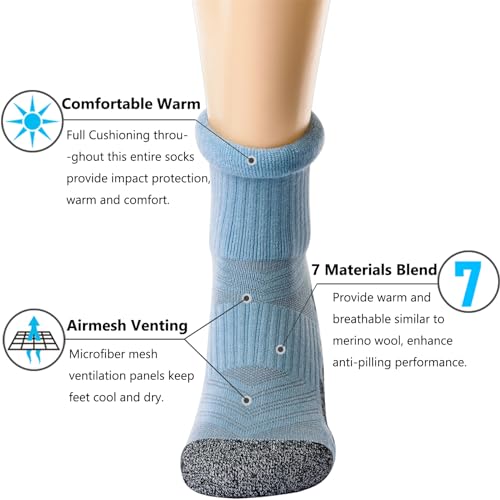 CWVLC Crew Hiking Socks, Cushion, Moisture Wicking, Arch Compression Boot Socks