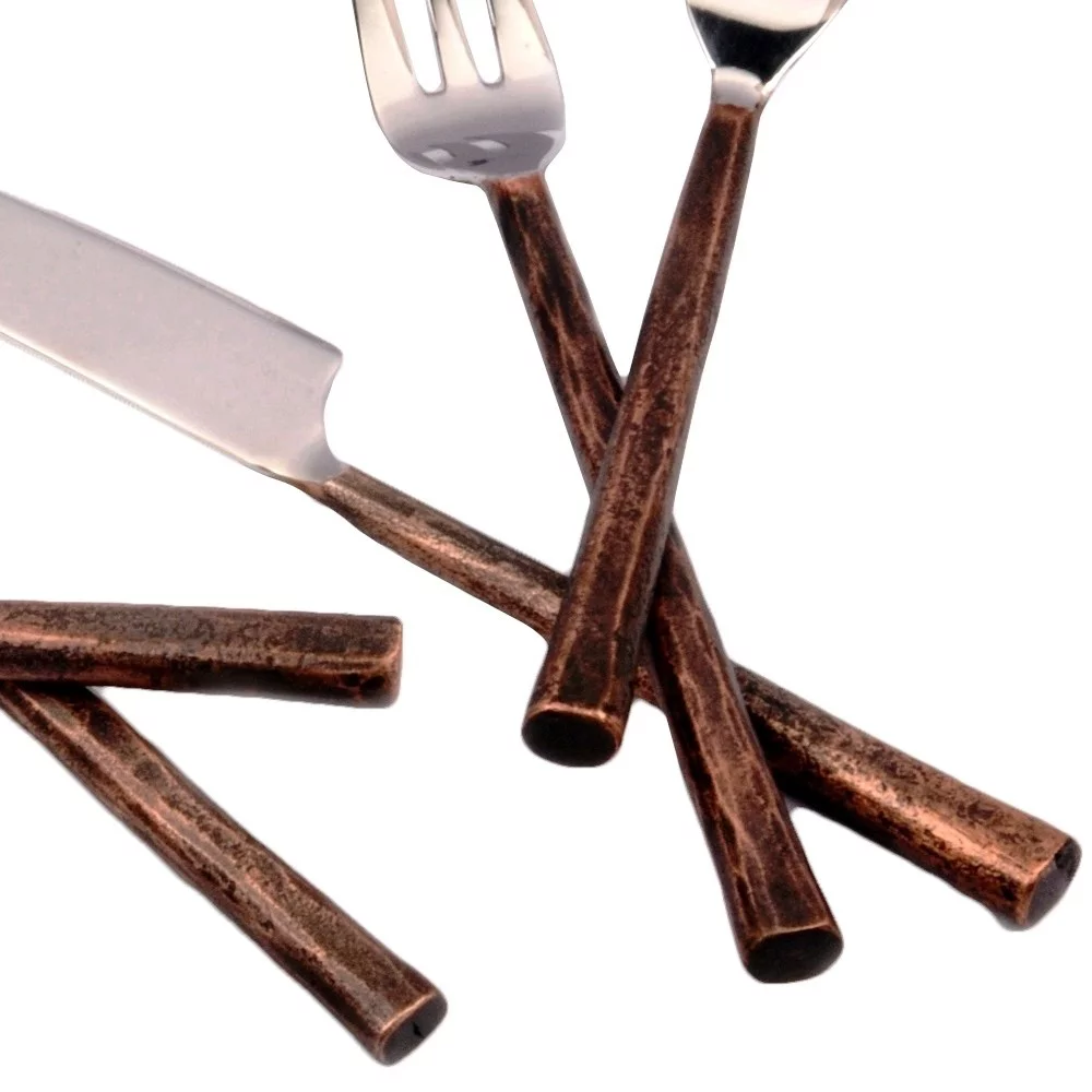 Inox  Copper Antique Sundundance Design 20-piece Flatware Set