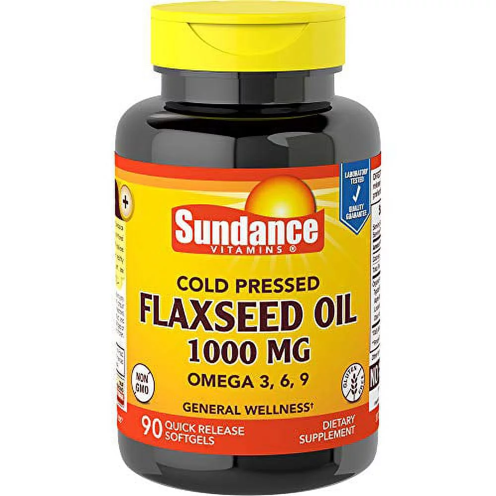 Sundance Flaxseed Oil 1000 mg Softgels, 90 Count, 3 Pack