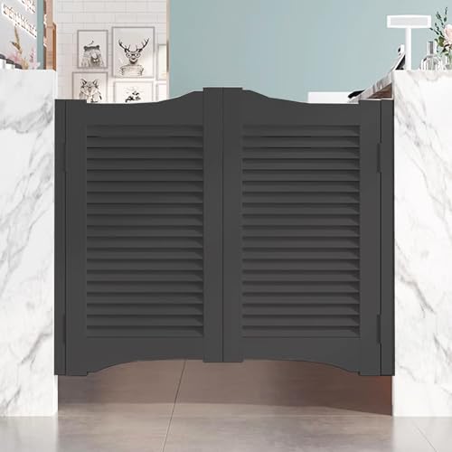 Western Saloon Doors Louvred Style, Wooden Cafe Swinging Door, Auto Close Double Action Door for Pet Gate, Shop Kitchen Counter Hallway Partition(Wood,W140xH90cm/55.1