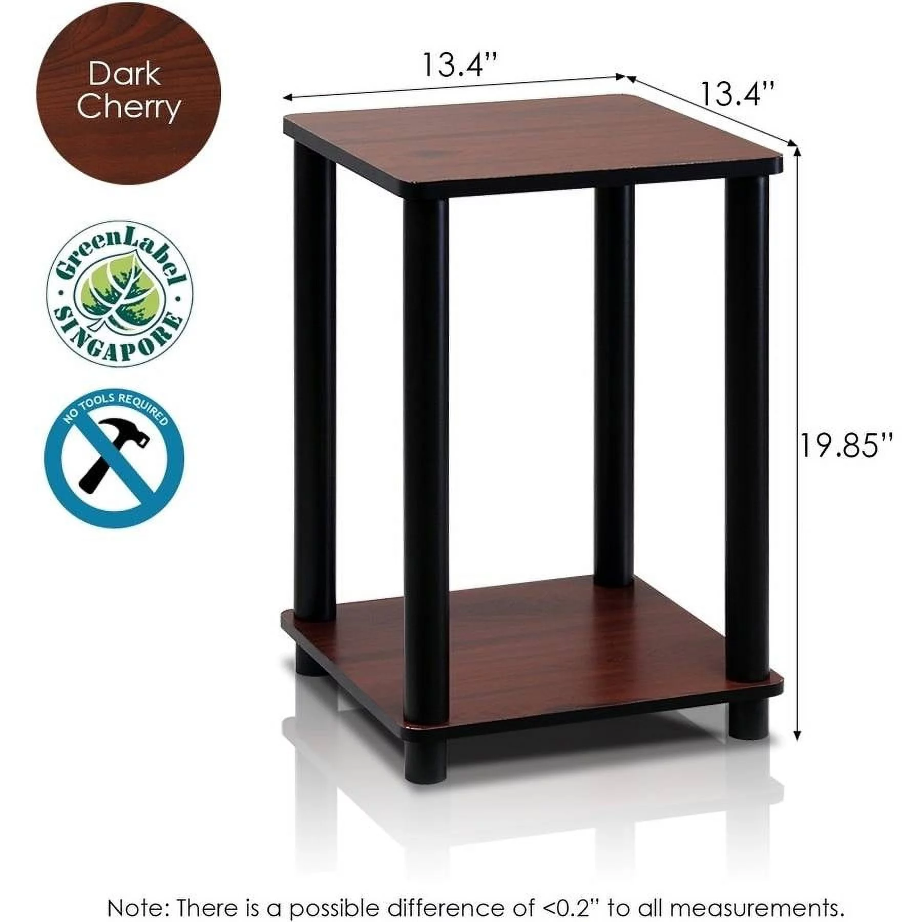 Furinno Turn-N-Tube Haydn End Table, Dark Cherry/Black, Set of 2