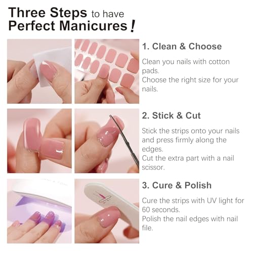 DANNI & TONI Semi Cured Gel Nail Strips Christmas Santa Claus Snowflakes Cat Eye Gel Nail Wraps 28 Stickers | Mistletoe Meow