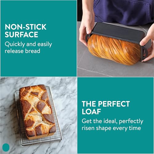 Navaris Cast Iron Bread Loaf Pan with Lid, 13x5 inches, Black