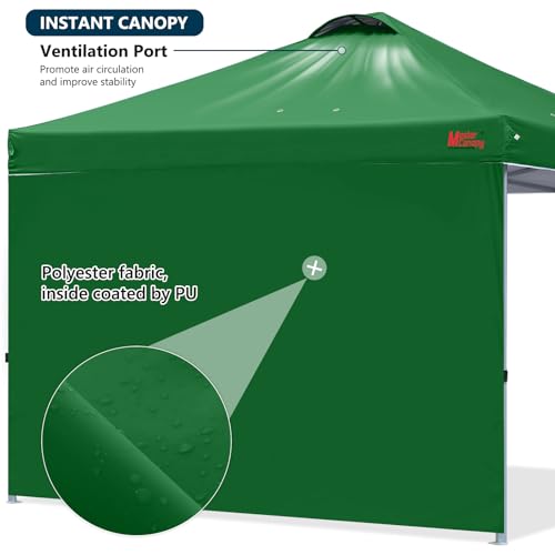 MASTERCANOPY Durable Pop-up Canopy Tent with 1 Sidewall (10'x10',White)