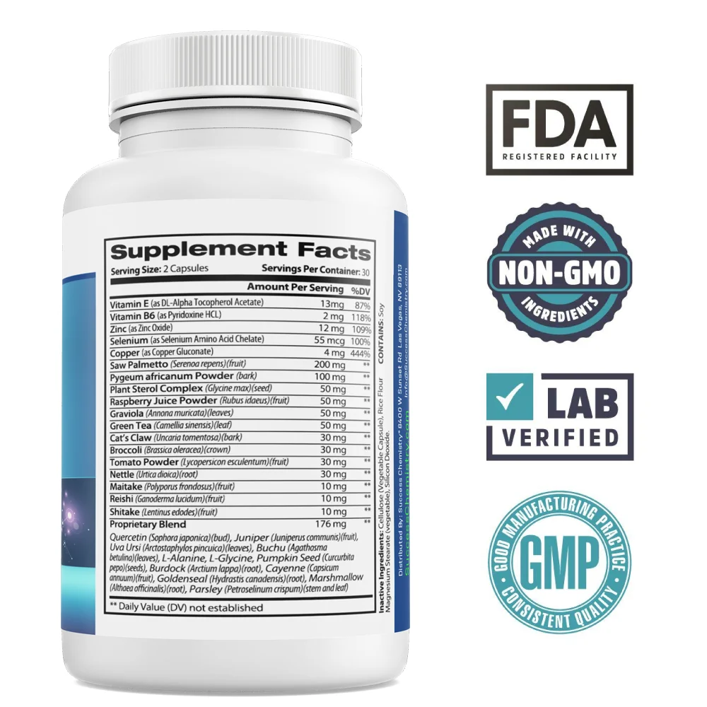 Success Chemistry Prostate Renew™ Supports Prostate & Urinary Health - Supports Urine Flow - Fewer Bathroom Trips - Promote Sleep & Bladder - With Saw Palmetto - 60 Vegi Caps