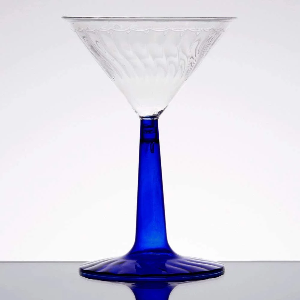 Flairware 2-Piece Martini Glass, 6-Ounce, Blue