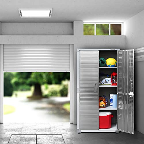 Seville Classics UltraHD Solid Steel Lockable Metal Storage Cabinet Locker Organizer, w/Adjustable Shelves for Garage, Warehouse, Office, Classroom, Granite, 60