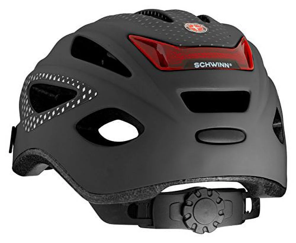 Schwinn Beam LED Lighted Bike Helmet with Reflective Design for Adults, Featuring 360 Degree Comfort System with Dial-Fit Adjustment, Matte Black