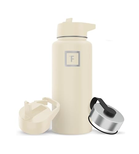 IRON °FLASK Camping & Hiking Hydration Flask with 3 Lids - Stainless Steel, Double Walled & Vacuum Insulated Water Bottle - Leak Proof & BPA Free 32 Oz