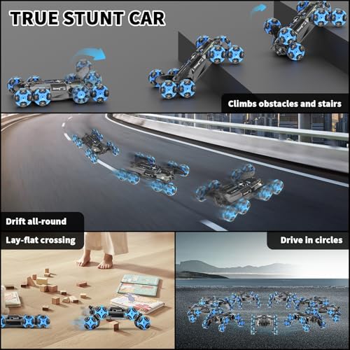 8WD Gesture Sensing Stunt RC Cars - 2.4Ghz 360° Rotation Remote Control Car with Spray, Light & Sound, Transform Drift Climbing Racing Vehicle, Birthday Toys for Ages 8-13 Boys Girls