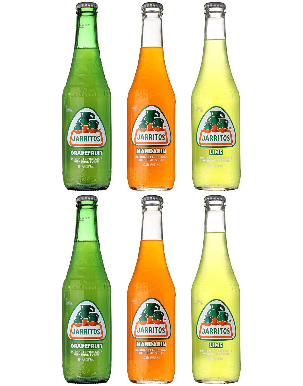 Jarritos Mexican Soft Soda Drink, Grapefruit, Mandarin, Lime - Variety Pack, 12.5oz Glass Bottle (Pack of 6, Total of 75 Fl Oz)