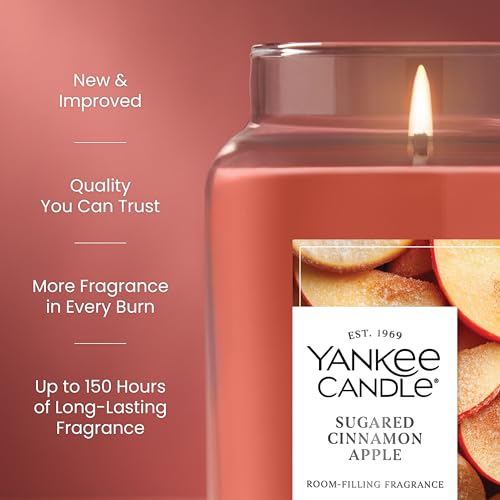 Yankee Candle Sugared Cinnamon Apple, Scented Candle, 22oz Large Jar with up to 150 Hour Burn Time, Giftable