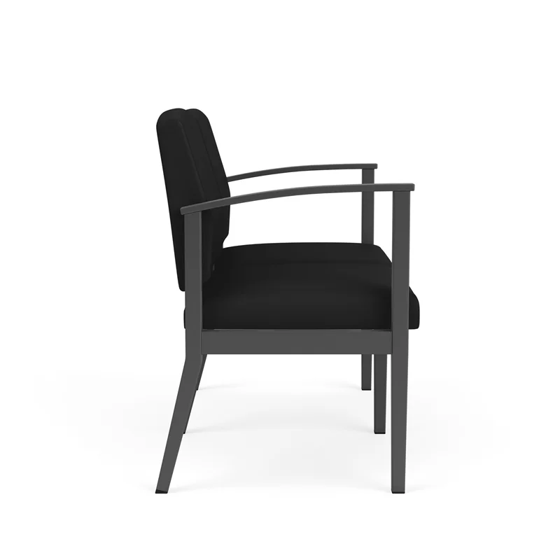 Lesro Amherst Steel Metal 2-Seat Reception Chair in Charcoal/Castillo Black