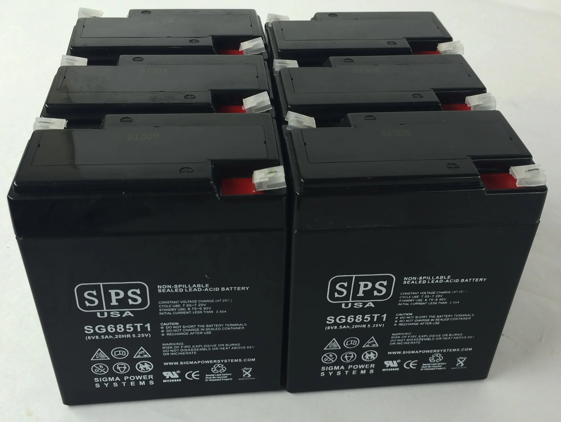 SPS Brand 6V 8.5Ah Replacement Battery (SG0685T1) for National Power Corporation GSA26R3 (6 pack)