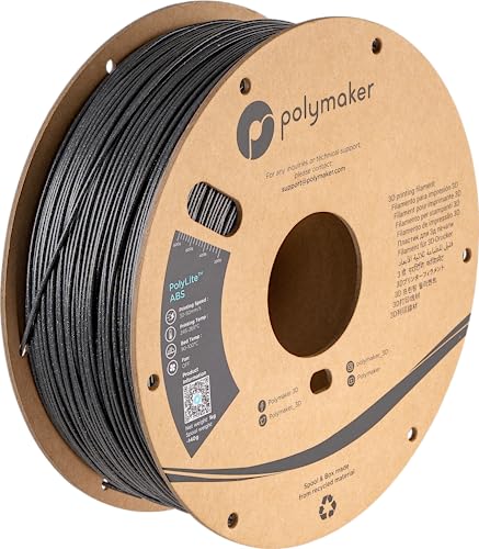 Polymaker ABS Filament 1.75mm Black, ABS 3D Printer Filament 1.75mm Heat Resistant 1kg - PolyLite ABS 3D Printing Filament 1.75mm, Strong & Durable, Dimensional Accuracy +/- 0.03mm