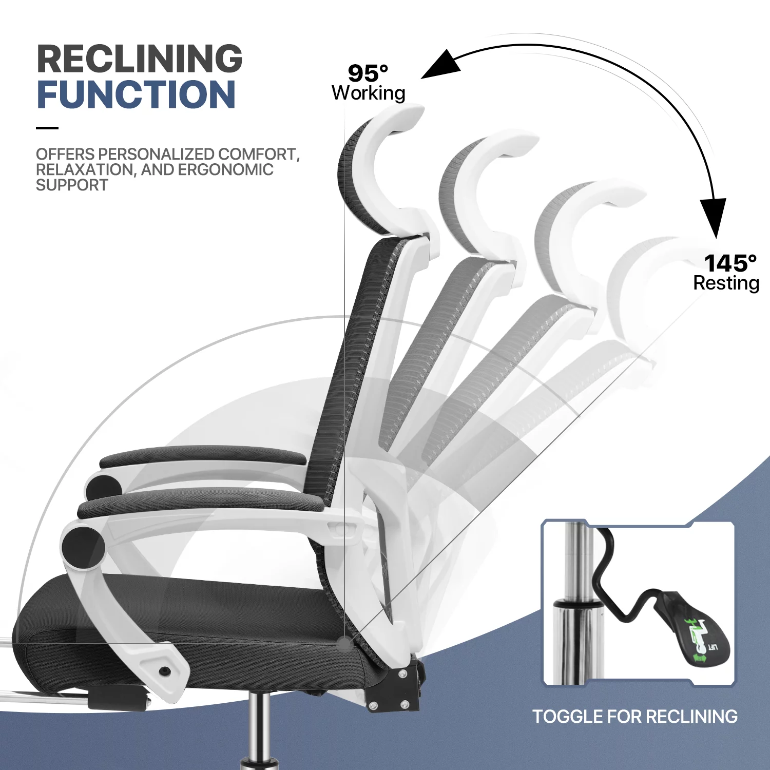 MoNiBloom Computer Desk & Chair Set, Ergonomic High Back Chair and Study Writing Table with Display Bookshelf, Black
