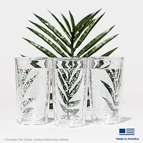 Tervis Yao Cheng Green Crystal Made in USA Double Walled Insulated Tumbler Travel Cup Keeps Drinks Cold & Hot, 16oz, Green Blue Stripe