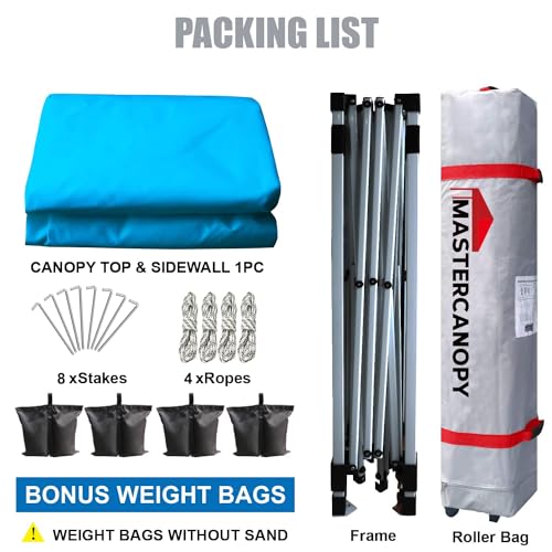 MASTERCANOPY Durable Pop-up Canopy Tent with 1 Sidewall (10'x10',White)