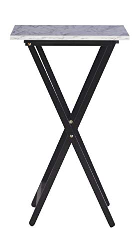 Linon Nikki Brown Faux Marble Tray Table Set