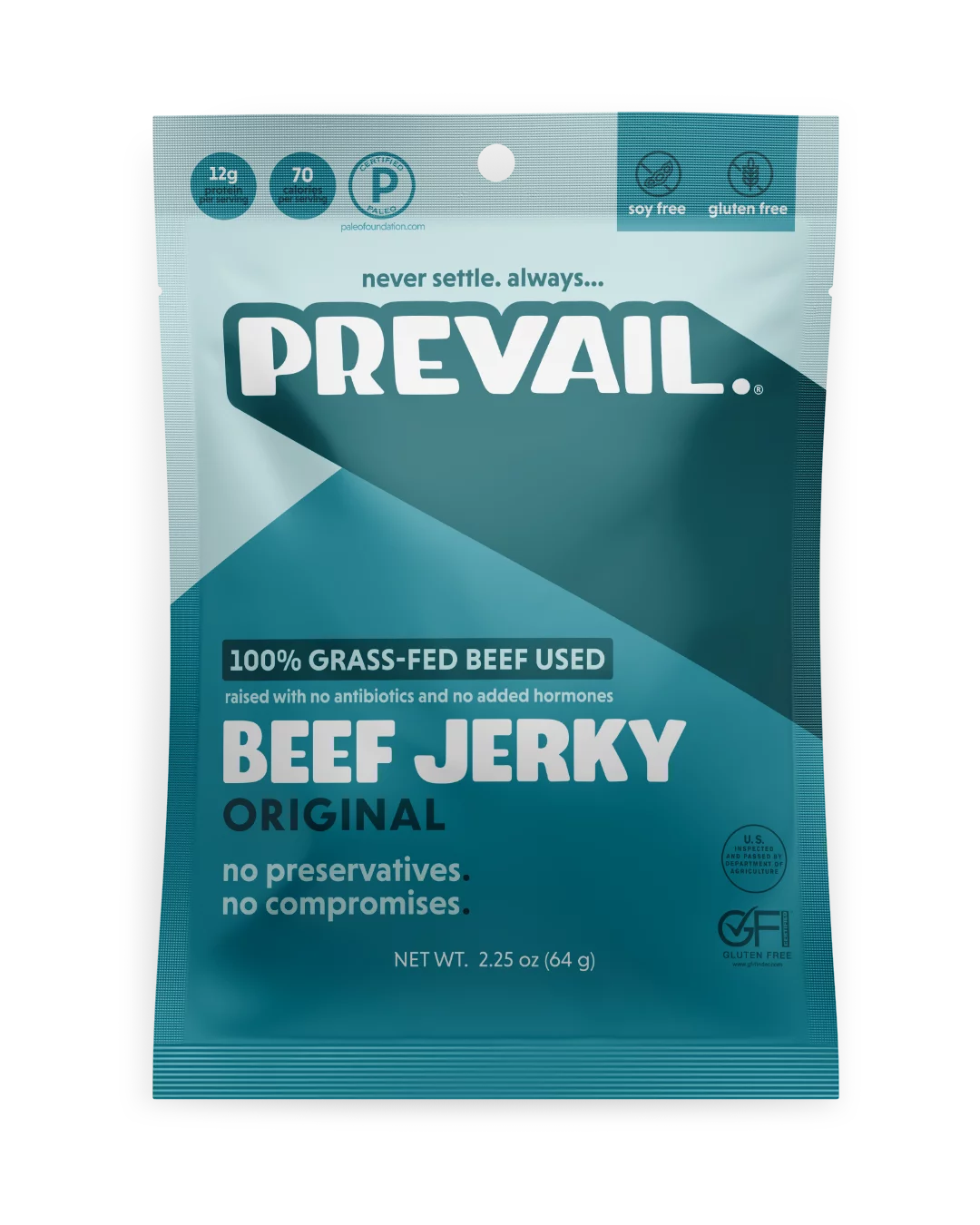 PREVAIL Jerky Original Beef Jerky | Allergy-Friendly | 3 Pack | Certified Gluten-Free | Paleo-Certified, 100% Grass-Fed & Grass-Finished | Low-Sodium | Soy-Free | 12g Protein | PREVAIL