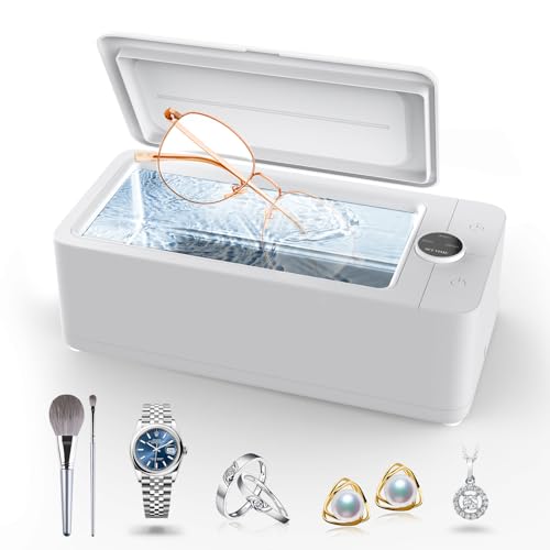 Ultrasonic Jewelry Cleaner, 50KHz Professional Jewelry Cleaner Machine with 3 Timer Modes for Jewelry, Eyeglasses, Rings, Watch Strap, Dentures, 304 Stainless Steel Tank