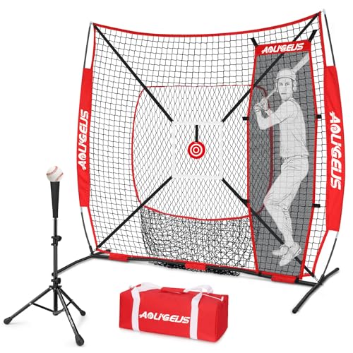 6'X6' Baseball Softball Practice Net,Pitching Net,Batting Net,with Batting Tee,Dummy Batter,Bonus Strike Zone Target and Bow Frame,for Hitting,Pitching,Catching