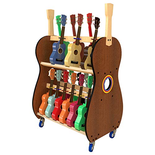 The Band Room Soprano Ukulele Storage Cart for Classrooms | Holds 30 ukes | Perfect for Music Teachers | Made in USA